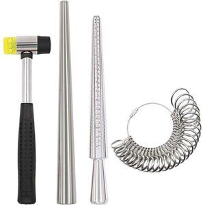 Ring Sizer Mandrel Measuring Tool Steel Ring Sizing Gauge Sizers Set Rubber